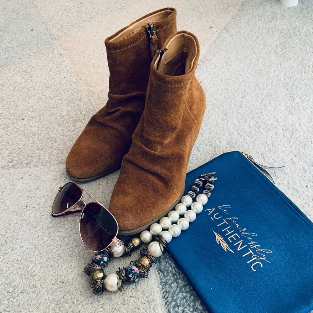 Franco Sarto Brown Ankle Booties